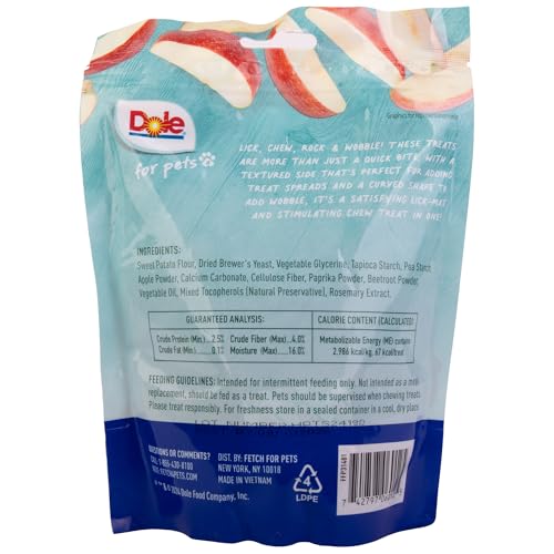 DOLE FOR PETS FRESHLY FETCHED LASTING CHEW, APPLE FLAVOR DOG TREATS, SMALL BREEDS, NO WHEAT, CORN, SOY, ARTIFICIAL FLAVORS, COLORS, OR ANIMAL PRODUCTS, 8 OUNCES, 10 CHEWS