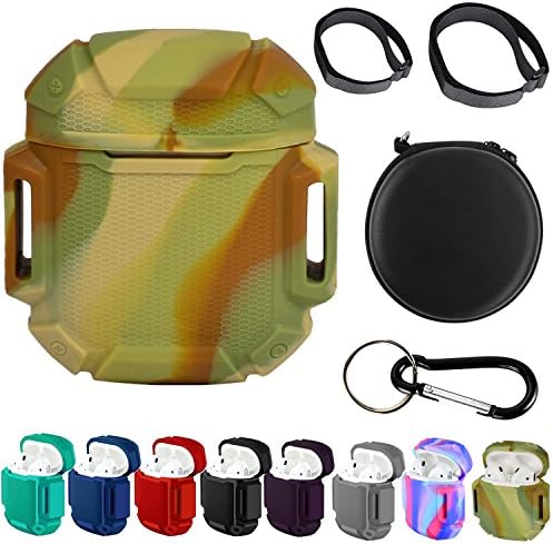 Apple AirPods Case Protective Silicone Cover with Hard Case Bonus Air Pod Accessories Storage Bag for Apple Airpods (Camo)