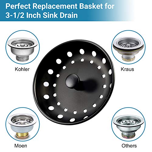 KONE Black Sink Basket Strainer Drain Stopper, 2 Pack Stainless Steel