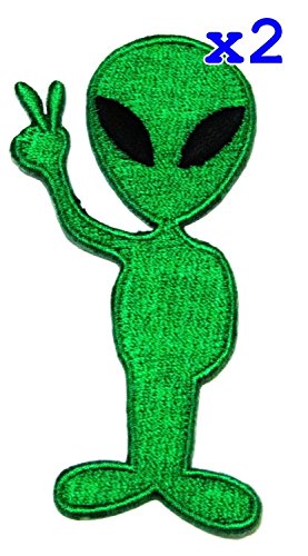 Pack of 2 1 x alien cartoon logo iron on patch great gift for men…