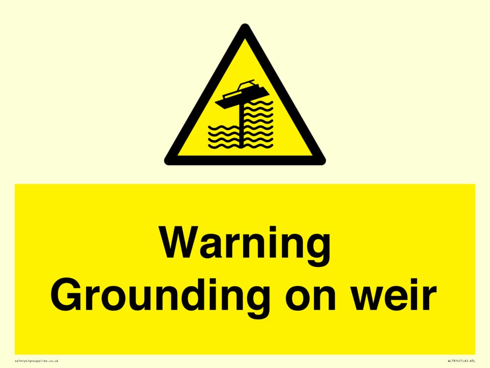 Warning Grounding on weir Sign - 400x300mm - A3L