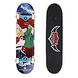 Senmi Adult's Complete Skateboard 31 Inch Graffiti Professional Skateboard Free with Skateboard Bag Multi