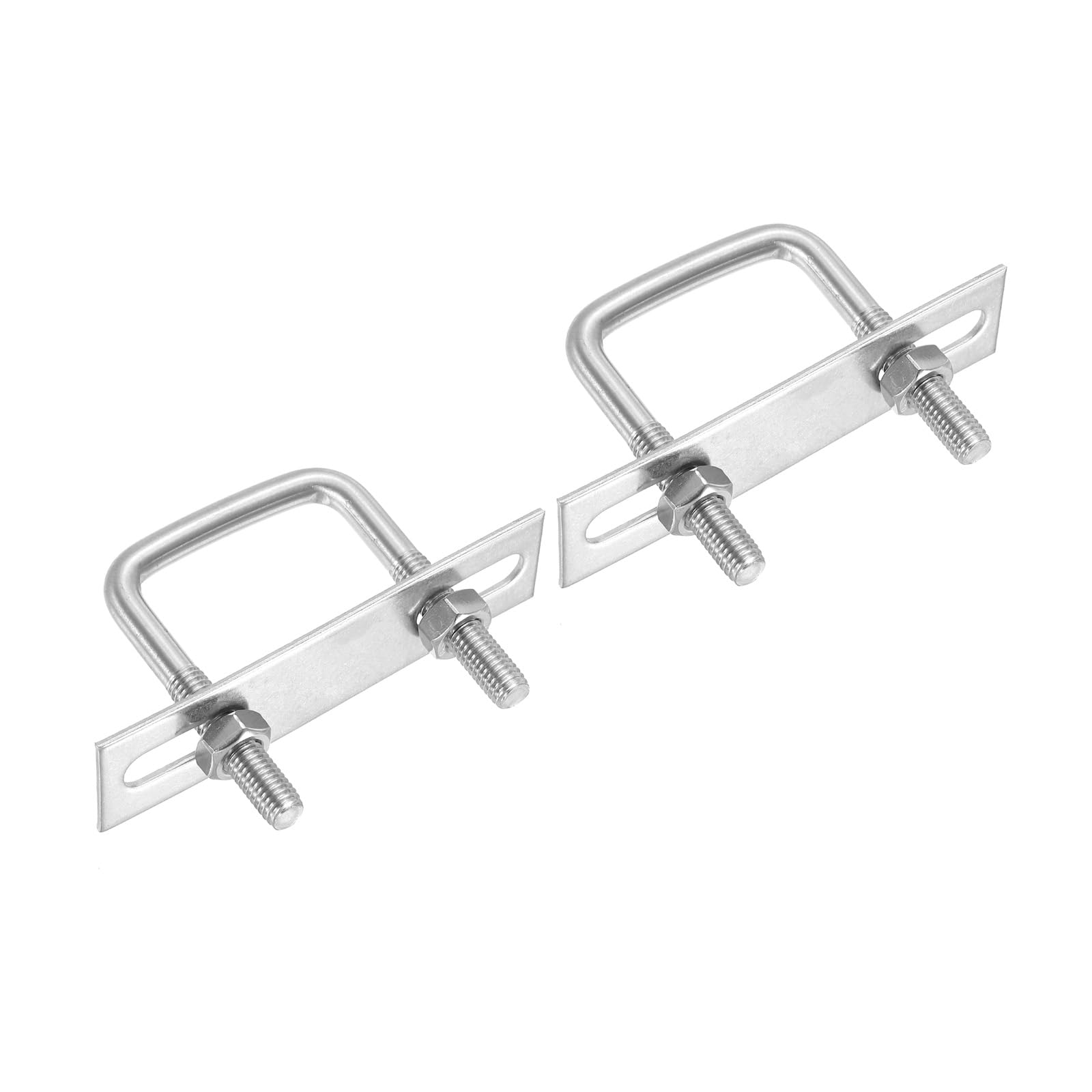 PATIKIL M8x42x65mm Square U-Bolts Kit, 2Set 304 Stainless Steel Square U Shaped Bolts Replacement Parts with Frame Plates and Nuts for Ski Board Sailboat Trailer
