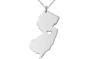 Meiligo 18K Gold Silver Country Map Charm Pendant New Jersey State Map Necklace Jewelry