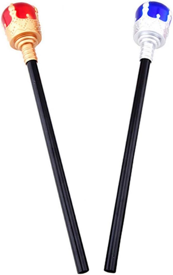 TOYANDONA 2pcs Royal King Queen Scepter Staff Wand Princess Theater Halloween Costume Christmas Party Favors
