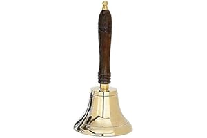 Large & Heavy Solid Brass Loud Hand Call Bell for Weddings, Christmas, School 11"(H) 5"(D) Polished Brass by The Metal Magician