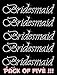 Bridesmaid 5Pack Wedding Clear Rhinestone Iron On Hotfix Each 8.5x1.5
