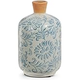 Raz Imports 2024 Green Meadows 7" Blue Floral Pattern Vase