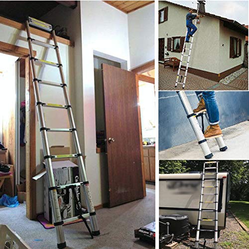 DICN Multipurpose Folding Ladder Aluminum 12.5FT 3.8M Extension Ladders 330lb Max Load for DIY Builder Work Decoration Indoor Outdoor Easy to Store