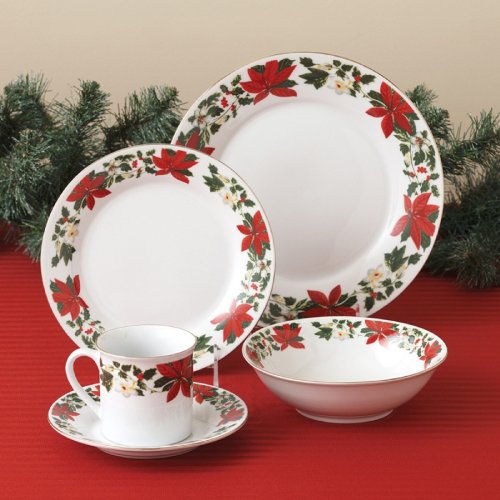 Gibson Dinnerware, Poinsettia Holiday 20 Piece Set