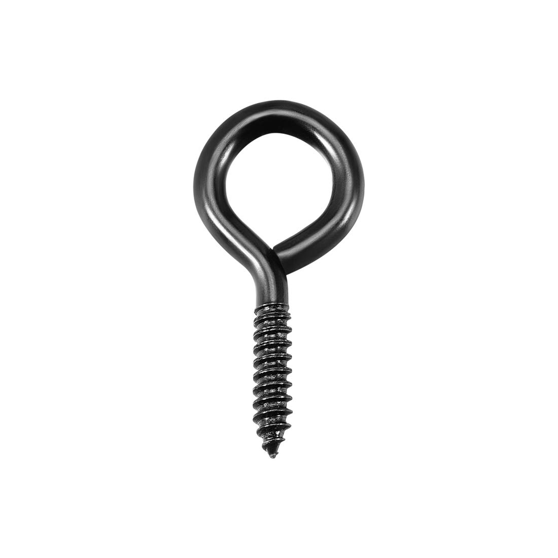 sourcing map 0.15"x1.2" Screw Eye Hooks Self Tapping Screws Screw-in Hanger Eye-Shape Hooks Black 16pcs for Tie-Downs, Lifting and Securing Cables Wires