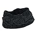 ABC Winter Women Ear Warmer Headwrap Double Color Headband Knit Flower Hairband (Black)