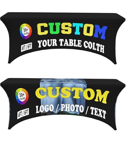Custom Logo Tablecloth - Personalized Polyester Fitted Table Cover For 4FT, 6FT, 8FT, 10FT Tables - Perfect For Tradeshows, Birthdays & Events - View #10
