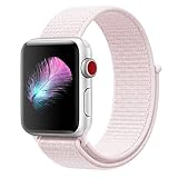 Yunsea Compatible for Apple Watch Band 42mm, New Nylon Sport Loop, with Hook and Loop Fastener, Adjustable Closure Wrist Strap, Replacement Band Compatible for iwatch, (42mm, Pearl Pink)