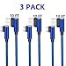 Micro USB 2.0 Android Cable, DECVO Right Angled Fast Charging Cord 90 Degree One-Sided Micro Connector Braid Compatible with Sumsung Galaxy, Nexus, LG, Motorola More -Blue (3 Pack 10 FT)