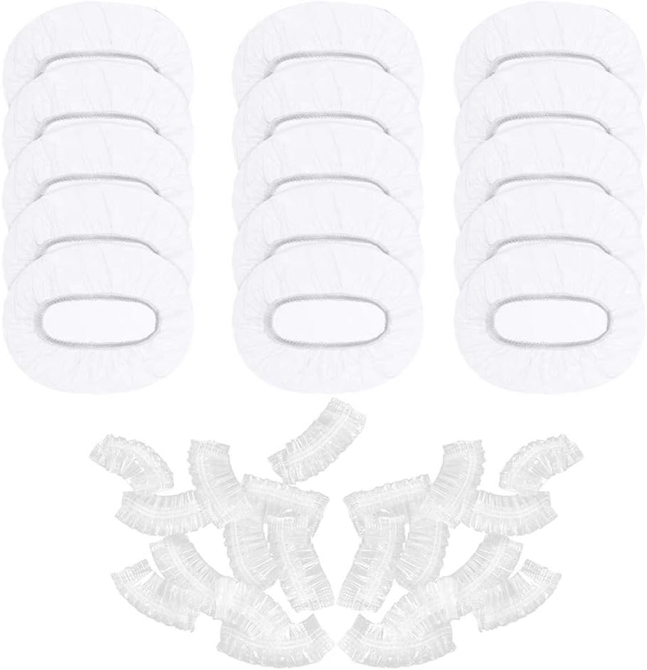 JUNH 100pcs Disposable Ear Covers Plastic Transparent Waterproof Ear