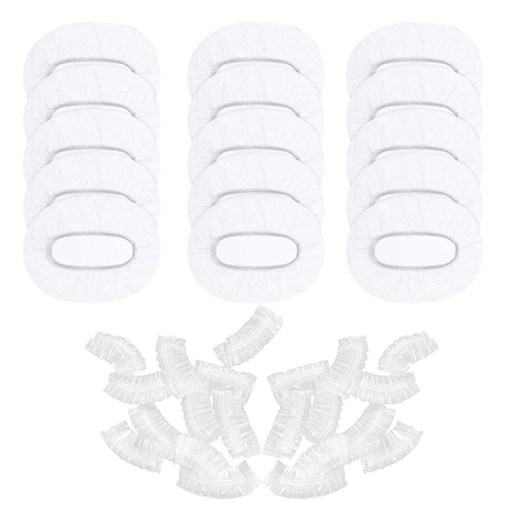 JUN-H 100pcs Disposable Ear Covers Plastic Transparent Waterproof Ear Protection Earmuffs Elastic Shower Hair Salon Treatment Ear Cover Cap