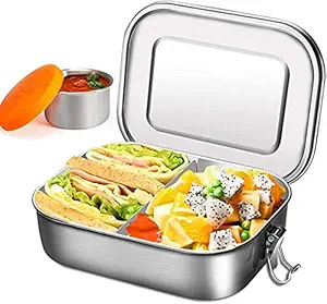 Lunch Box Containers with Compartments - 1400ml Stainless Steel, Portable Food Organizer Leak-Proof Sandwich Box for Children and Adults