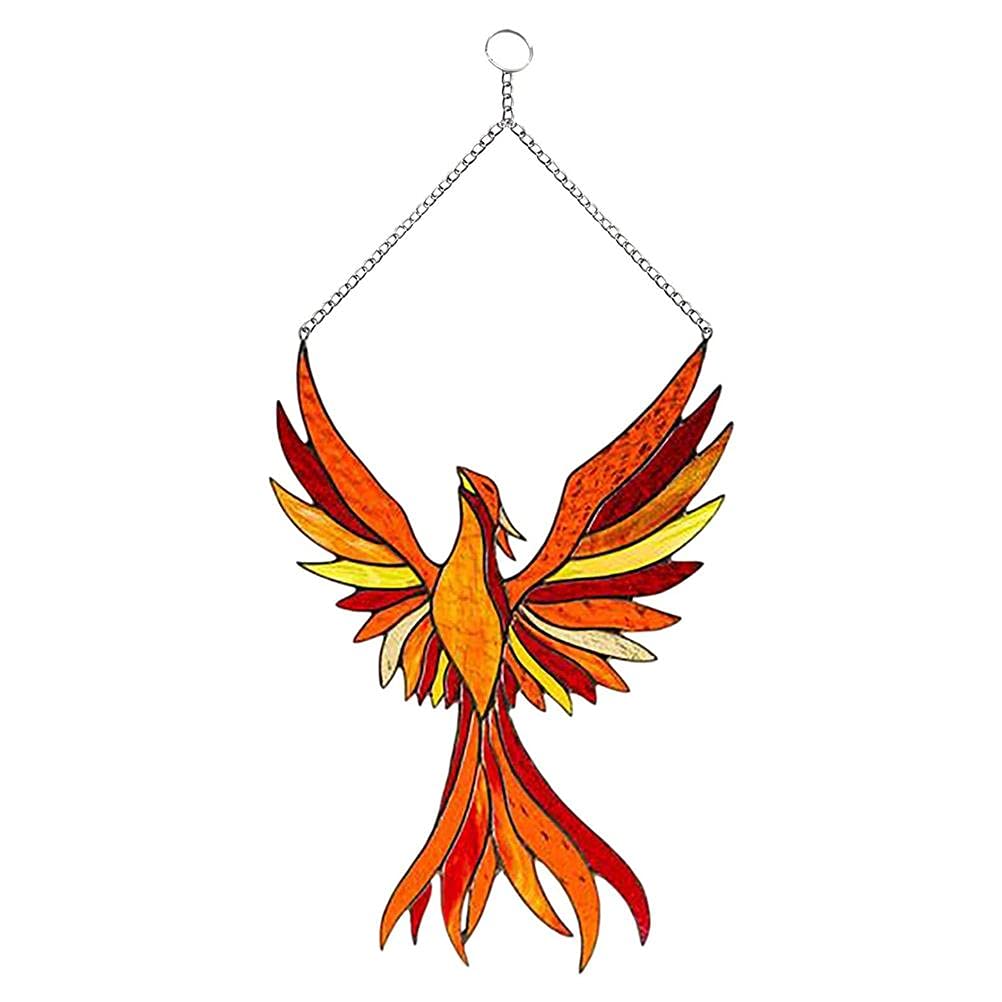 Phoenix Suncatcher, Stained Acrylic Bird Suncatchers for Windows Doors, Colorful Window Hanging Ornament Wall Art for Room Home Decor