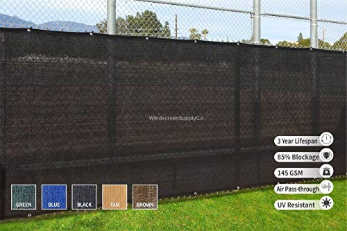 Heavy Duty 6 ft. X 200 ft. Privacy Windscreen Fence Screen Mesh Tarps W/Binding and Grommets (Black)