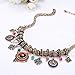 Bohemian Enamel Multicolor Round Pendants Vintage Rhinestone Ethnic Necklace for Women