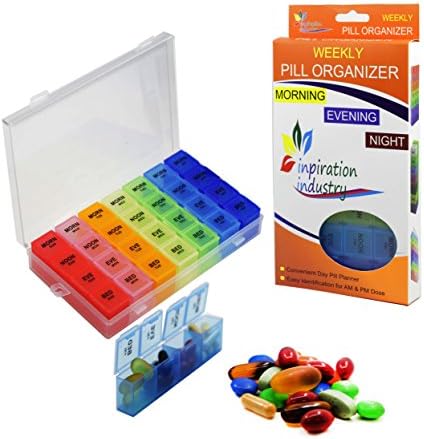 Pill Organizer Box with Snap Lids| 7-Day AM/PM | Detachable Compartments for Pills, Vitamin. (819)