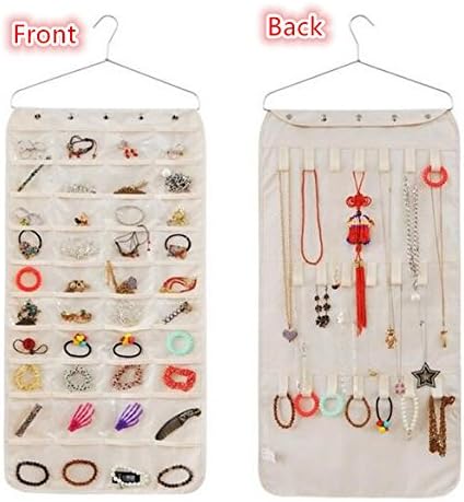 LZMU Hanging Jewelry Organizer,JewelryAccessory Storage Bag,Necklace Earrings Bracelet Display Holder with Metal Hanger