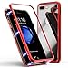 iPhone 8 Plus Case,iPhone 7 Plus Case, ZHIKE Magnetic Adsorption Case Metal Frame Tempered Glass Back with Built-in Magnet Cover for Apple iPhone 7Plus/8 Plus (Red, iPhone 7 Plus/8 Plus)