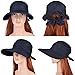 Vbiger Butterfly Knot Sun Wide Brim Visor Floppy Fold Beach Hat (Navy Blue)
