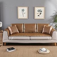 Hoxekle Summer Cooling Mat Rattan Sofa Cushion Couch Cover Plaid Sofa Slipcover Dustproof Sofa Cover Avoid Heat Cushions Breathable
