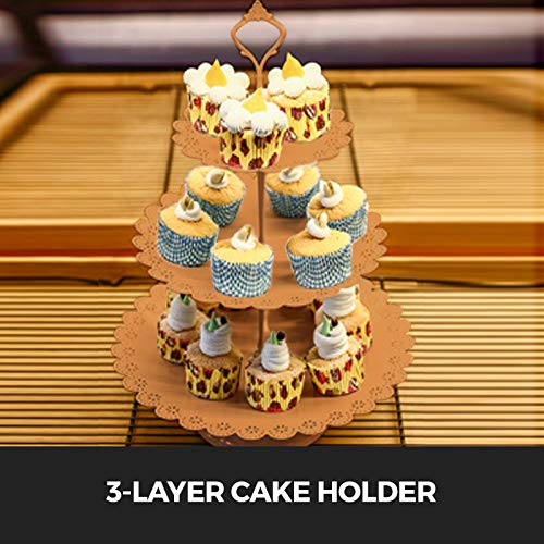 image for Happybuy Set of 6 Pieces Cake Stand 3 Tier Cupcake Holder with Pendant