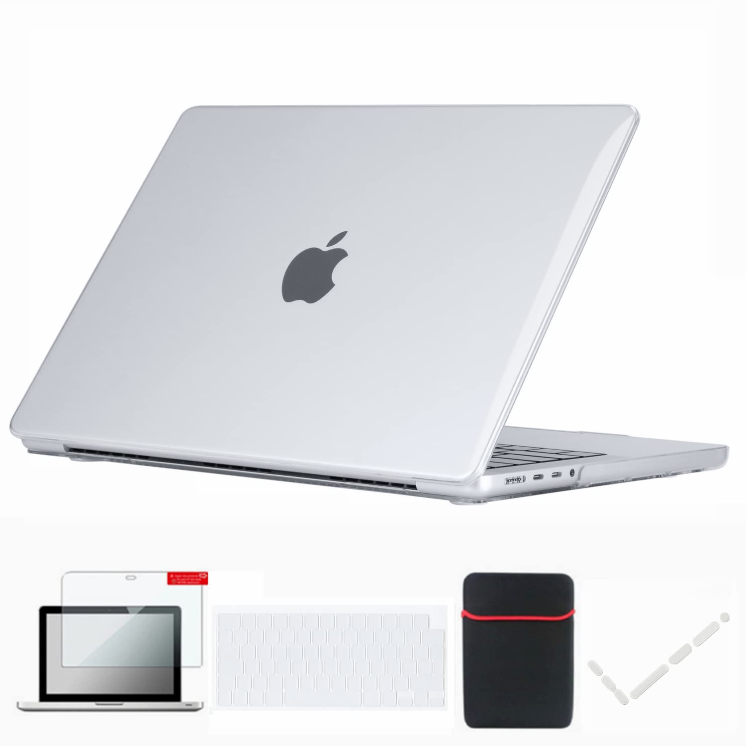 Se7enline Compatible with Clear Macbook Pro Case 14 inch 2021-2025 Crystal Hard Shell Case for M5 M4 M3 M2 M1 A2918 A2992 A3112 A3401 A2779 A3434 &Sleeve&Keyboard Skin&Screen Protector&Dust Plug,Clear