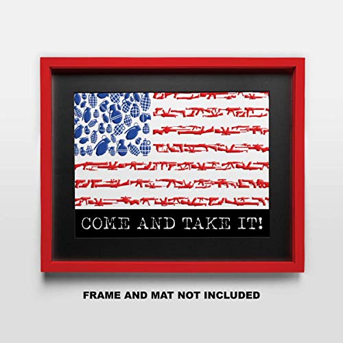 Second Amendment Come and Take It Fine Art Print - 11x14 Unframed Photo Art - Great Gift for Defenders of America and Love Their Guns. Perfect for the Game Room, Man Cave. Limited Intro Pricing