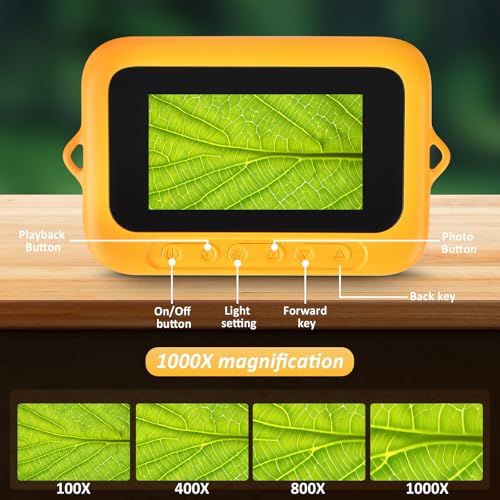 Microscope for Kids 3" IPS Screen Digital Microscope 1000X Magnification 1080P Handheld Microscope with 8 LEDs and 32MB Memory USB Pocket Microscope for PC/Mac