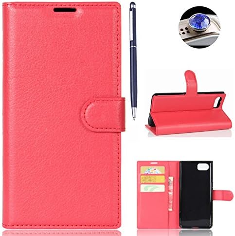 BlackBerry KEYone Case, AyiHuan Stand Flip Wallet Case with Built-in Card Slots, Premium PU Leather Wallet Cover Case for BlackBerry KEYone Phone,red