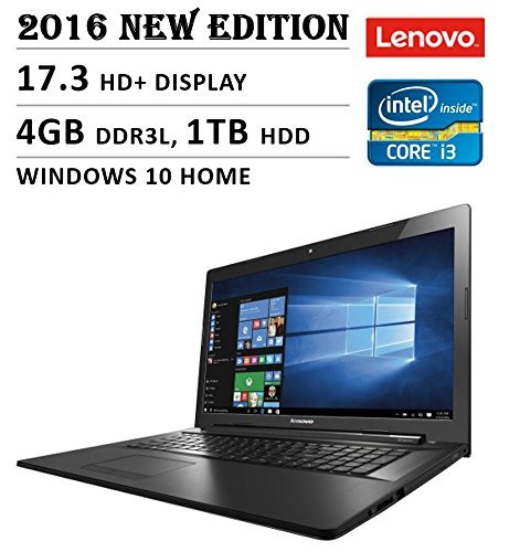 2016 Newest Lenovo Premium High Performance 17.3-inch HD+ Laptop, Intel Core i3-5020U 2.3 GHz, 4GB DDR3L Memory, 1TB HDD, DVD RW, Bluetooth, Webcam, WiFi, HDMI, Windows 10, Black