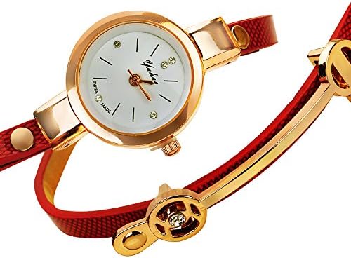 BROJET Women's Fashion Watches Quartz Weave Wrap around Leather Bracelet Wrist Watch