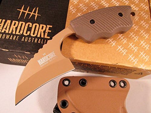 Hardcore Hardware Australia LFK-01G Tactical Knife Tan Teflon Finish Desert Brown G-10 Handle Kydex Sheath