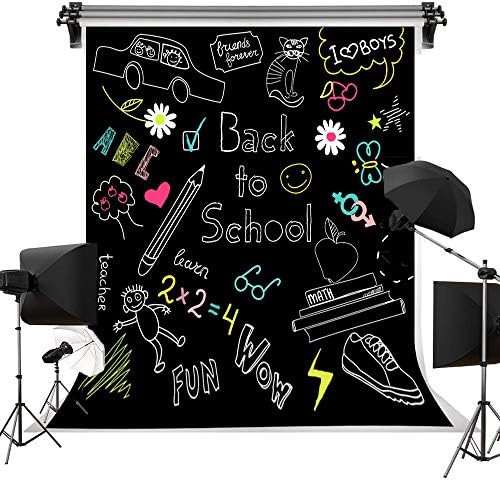 DLERGT 5X7ft Back to School Blackboard Backdrop for Children Doodles Photography Background Photo Booth Props Hand Drawn Vinyl Party Banner lyy6194-11402854