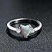 ACEFEEL 925 Sterling Silver Heart Shaped White Opal Engagement Promise Band Ring
