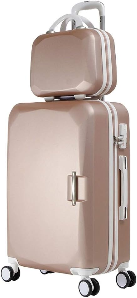 Trolley Case Luggage 2 Piece Set, Luggage Suitcase PC+ABS , Lightweight with Lock Spinner Carry on Durable Hardshell 8-Wheel Spinner for Business & Travel (Color : Gold, Size : 24 inch-A)