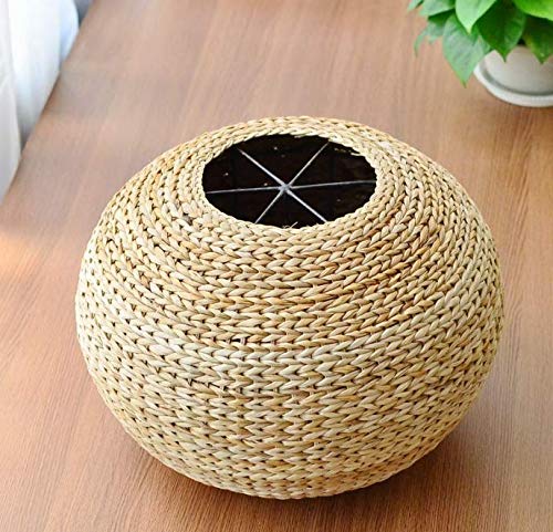image for naturallifestyle Handmade Rustic Straw Ball Cushion Pouf Ottoman Floor