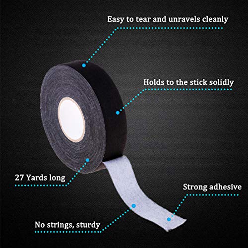 Boaton 2Pcs Hockey Tape, Hockey Grip Tape for Hockey Ice Field Lacrosse Sticks, 1 Inch Wide, 20 Yards Long, Black