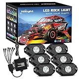 Nilight RGB LED Rock Lights Kit, 6 pods Underglow