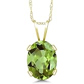 Gem Stone King 14K Yellow Gold 8X6MM Oval Gemstone Birthstone Pendant Necklace For Women | Gold Necklace For Women | 18 Inch Gold Rope Chain | Fine Jewelry Gifts for Her Mom Wife
