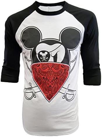 Konflic Men's Pirate Micky M Graphic Hip Hop Raglan Tee