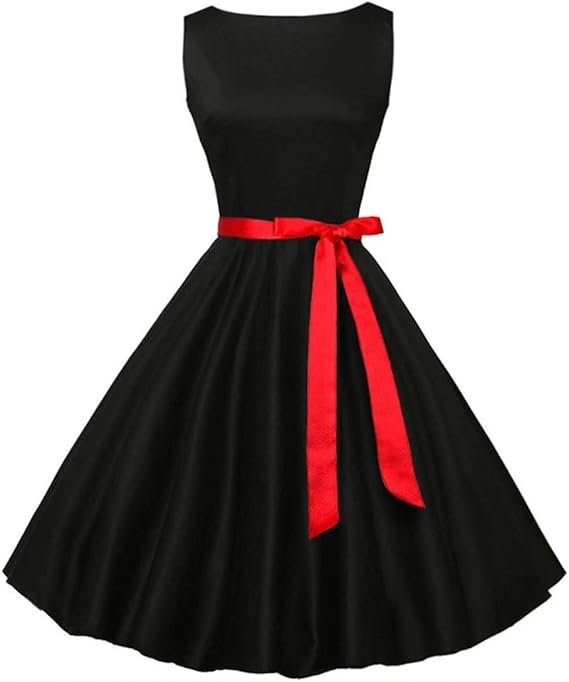 Amazon Easonddd レディース フォーマル ワンピース ドレス フレアワンピース Aライン ひざ丈 ノースリーブ 水玉柄 ドット レトロ 丸首 パーティー 結婚式 発表会 お呼ばれ ベルト付き パーティードレス 通販