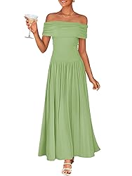 ZESICA Women's Off The Shoulder Maxi Dress 2025
