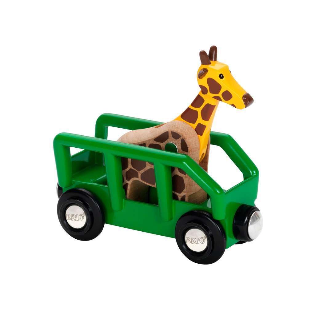 BRIO World Safari Giraffe & Wagon for Children Age 3 Years Up - Wooden Railway Train Expansions and Accessories