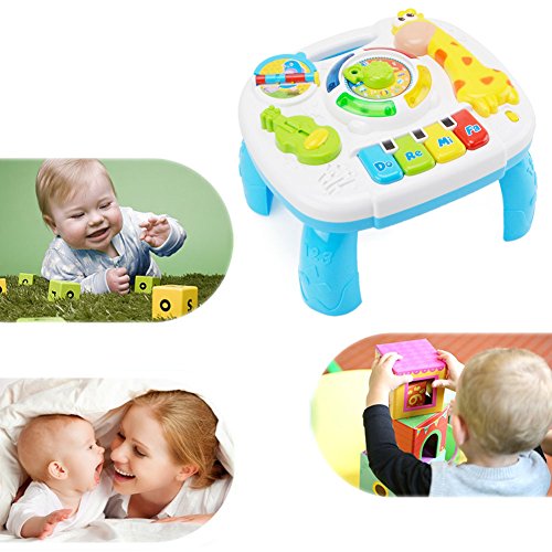 Wishtime Toddler Learning Table Music Toy 2 in 1 Early Education Toys Music Activity Center Table for Kids Babies Toddler Boys Girls 18+ Months